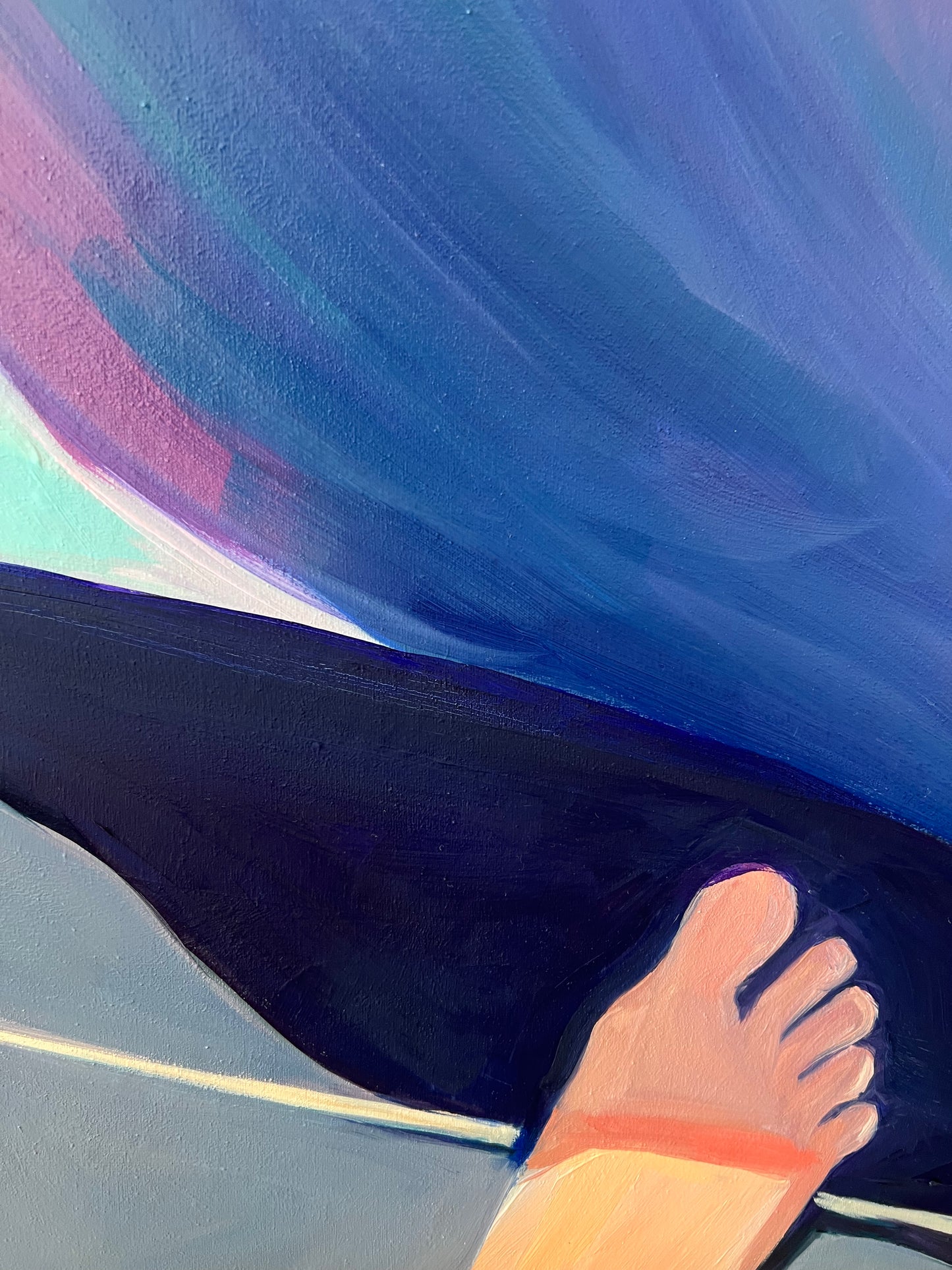 Contemporary Oil Painting of Skater Girls