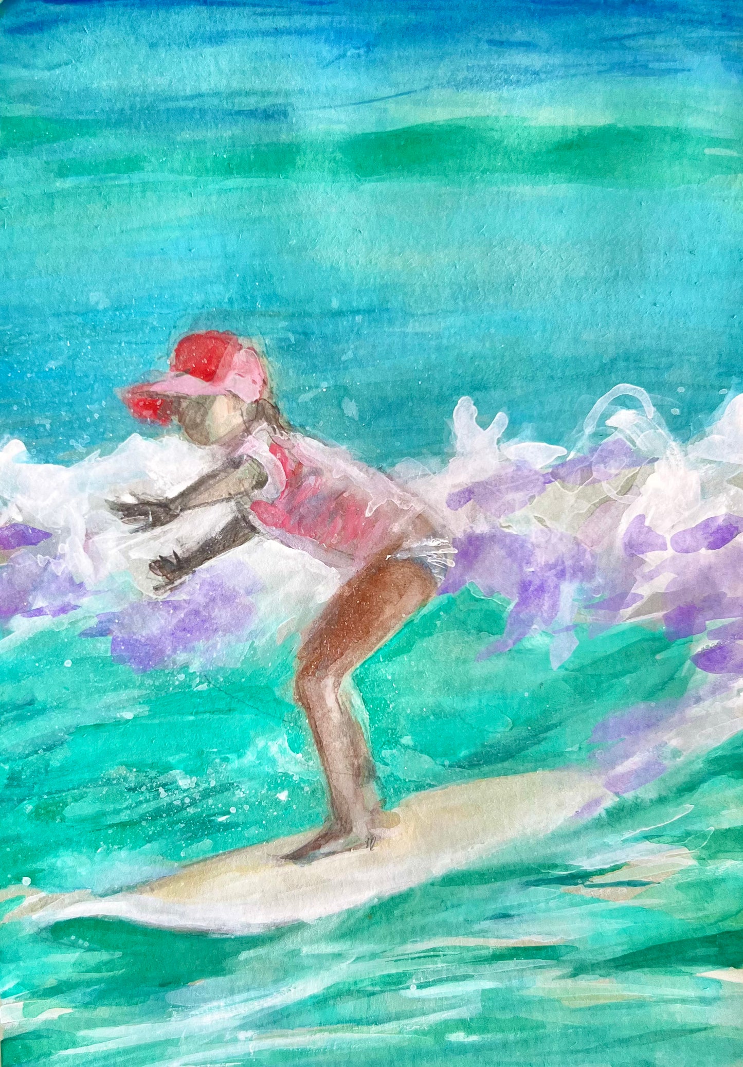 Wahine - Little Surfer Girl Illustration