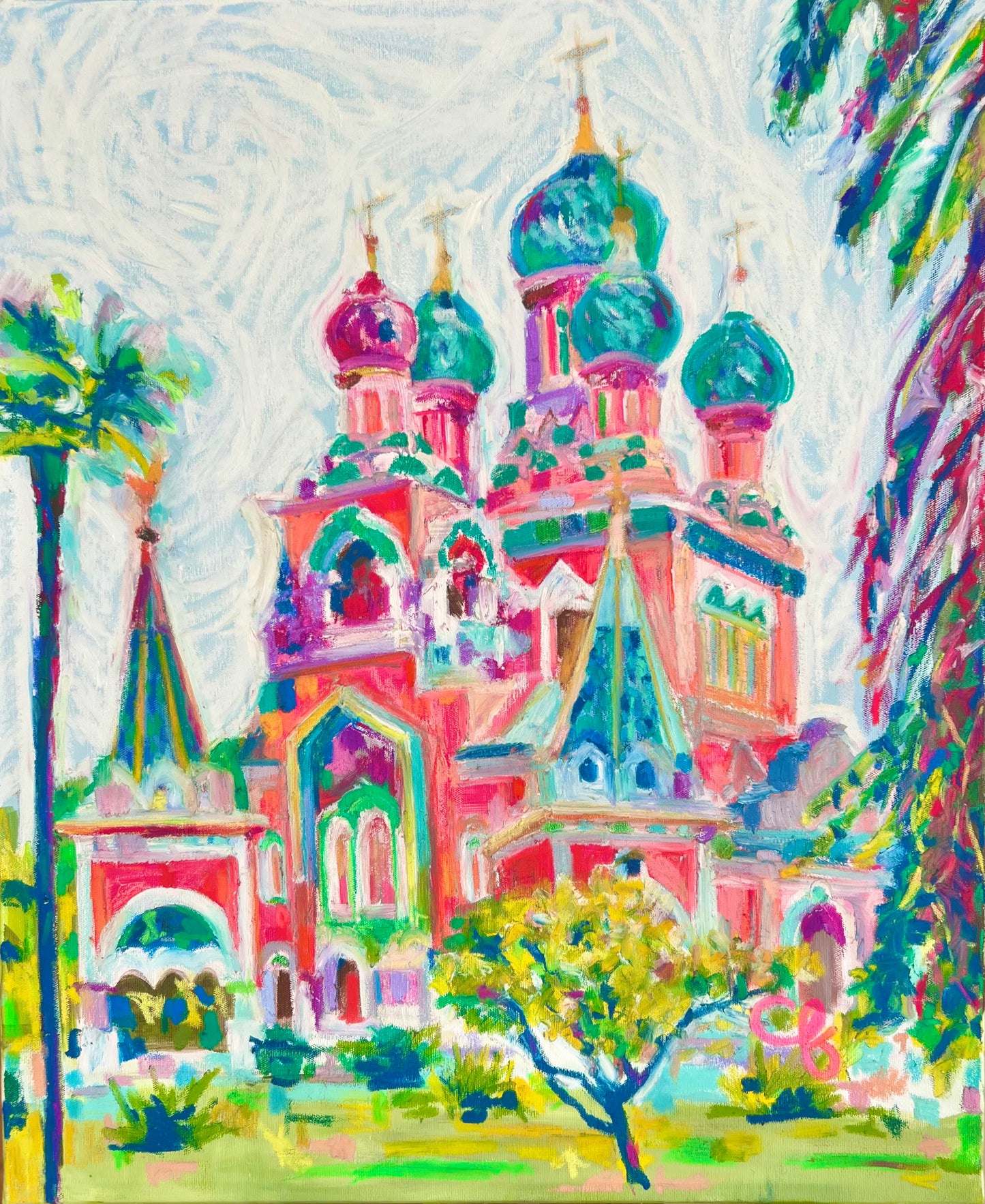 Russian Saint Nicolas Cathedral in Oil Pastel