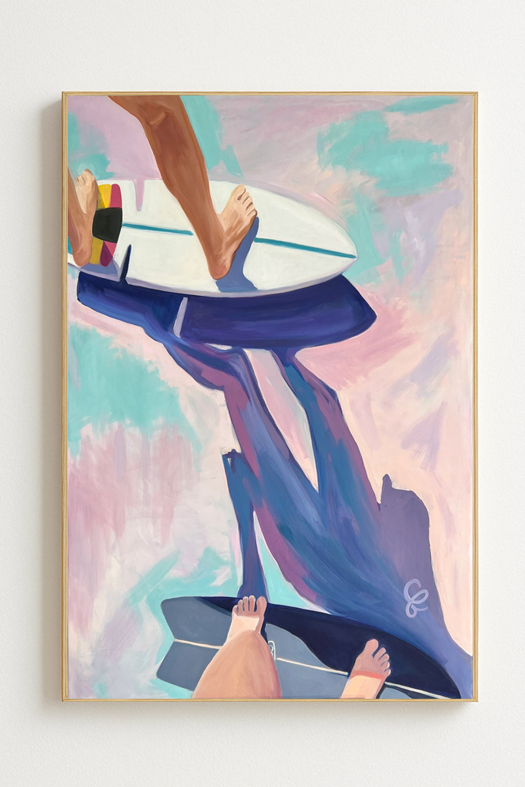 Contemporary Oil Painting of Skater Girls